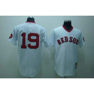 MLB Red Sox 19 Fred Lynn White Mitchell and Ness Throwback Men Jersey MLB Red Sox 19 Fred Lynn White Mitchell and Ness Throwback Men Jersey
