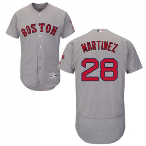 MLB Red Sox 28 J.D. Martinez Grey Flex Base Men jersey
