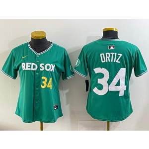 MLB Red Sox 34 David Ortiz Green 2025 City Connect Nike Cool Base Youth Jersey