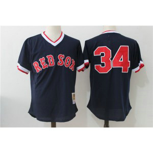 MLB Red Sox 34 David Ortiz Navy Mitchell and Ness Throwback Men Jersey MLB Red Sox 34 David Ortiz Navy Mitchell and Ness Throwback Men Jersey