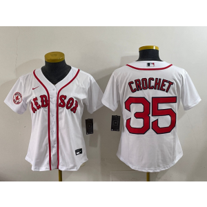 MLB Red Sox 35 Crochet White Nike Cool Base Women Jersey