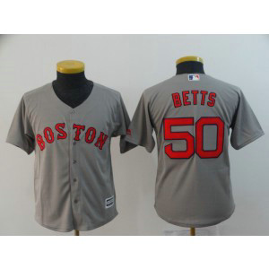 MLB Red Sox 50 Mookie Betts Gray Cool Base Youth Jersey MLB Red Sox 50 Mookie Betts Gray Cool Base Youth Jersey