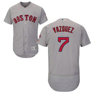 MLB Red Sox 7 Christian Vazquez Grey Flex Base Men Jersey