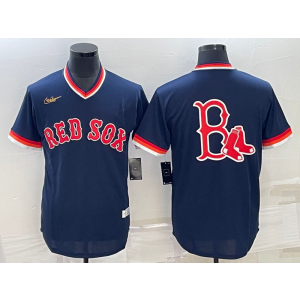 MLB Red Sox Blank Blue Baseball Logo Thorwback Men Jersey MLB Red Sox Blank Blue Baseball Logo Thorwback Men Jersey
