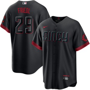 MLB Reds 29 Friedl Black City Connect Nike Cool Base Men Jersey