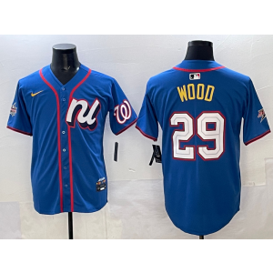 MLB Reds 29 Wood Blue National League 2025 All Star Nike Cool Base Men Jersey MLB Reds 29 Wood Blue National League 2025 All Star Nike Cool Base Men Jersey