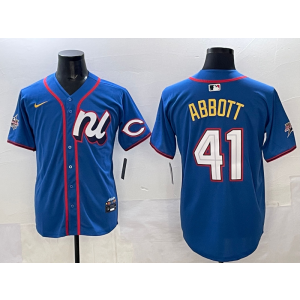 MLB Reds 41 Abbott Blue National League 2025 All Star Nike Cool Base Men Jersey