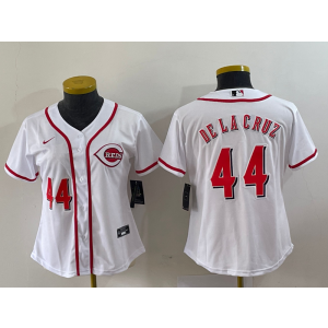 MLB Reds 44 De La Cruz White Nike Cool Base Women Jersey