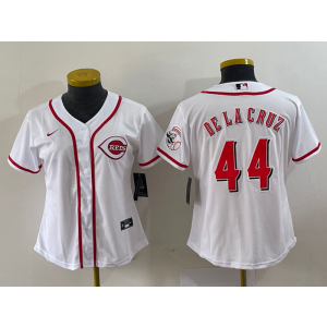 MLB Reds 44 De La Cruz White Nike Cool Base Youth Jersey