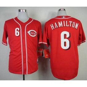 MLB Reds 6 Billy Hamilton Red Cool Base Men Jersey