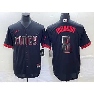 MLB Reds 8 Joe Morgan Black 2023 City Connect Nike Cool Base Men Jersey