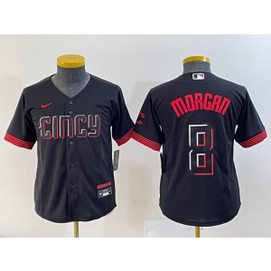 MLB Reds 8 Joe Morgan Black 2023 City Connect Nike Cool Base Women Jersey
