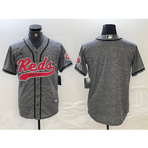 MLB Reds Blank Grey Nike Cool Base Men Jersey