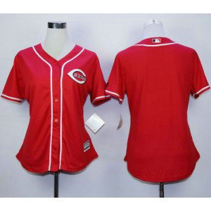 MLB Reds Blank Red Alternate Cool Base Women Jersey