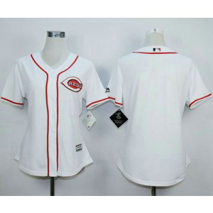 MLB Reds Blank White Home Women Jersey