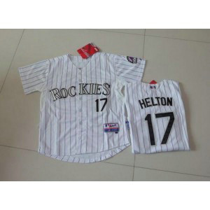 MLB Rockies 17 Todd Helton White Cool Base Youth Jersey