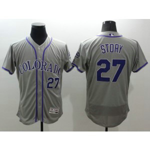 MLB Rockies 27 Trevor Story Grey Flexbase Men Jersey