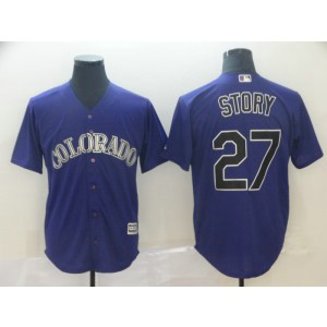 MLB Rockies 27 Trevor Story Purple New Cool Base Men Jersey
