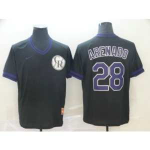MLB Rockies 28 Nolan Arenado Black Nike Cooperstown Collection Legend V-Neck Men Jersey