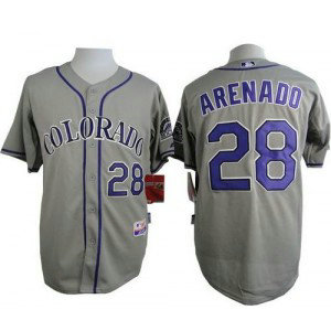 MLB Rockies 28 Nolan Arenado Grey Cool Base Men Jersey