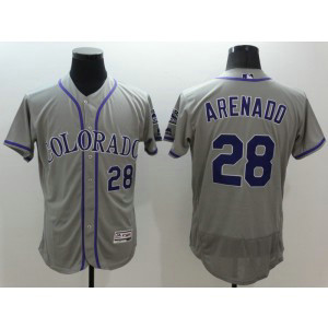 MLB Rockies 28 Nolan Arenado Grey Flexbase Men Jersey