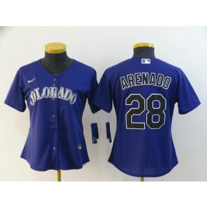MLB Rockies 28 Nolan Arenado Purple 2020 Nike Cool Base Women Jersey(Run Small)