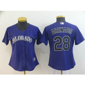 MLB Rockies 28 Nolan Arenado Purple New Cool Base Women