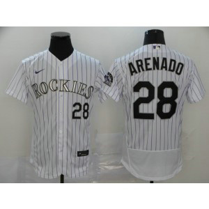 MLB Rockies 28 Nolan Arenado White 2020 Nike Flexbase Men Jersey