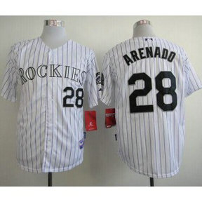 MLB Rockies 28 Nolan Arenado White Cool Base Men Jersey