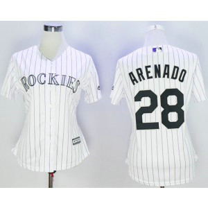 MLB Rockies 28 Nolan Arenado White New Cool Base Women Jersey