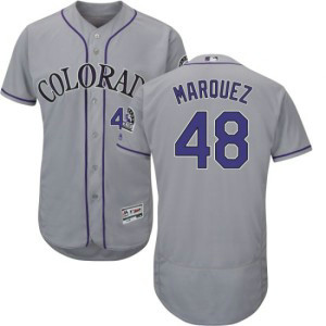 MLB Rockies 48 German Marquez Gray Flex Base Men Jersey