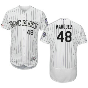 MLB Rockies 48 German Marquez White Flex Base Men Jersey
