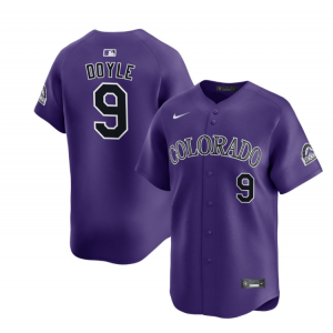 MLB Rockies 9 Brenton Doyle Purple Nike Cool Base Men Jersey