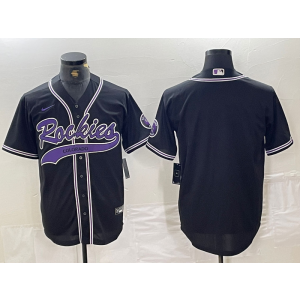 MLB Rockies Blank Black Nike Cool Base Men Jersey