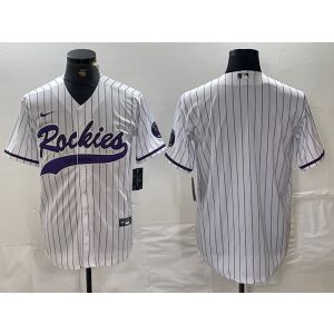 MLB Rockies Blank White Nike Cool Base Men Jersey