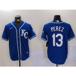 MLB Royals 13 Salvador Perez Blue Nike Cool Base Men Jersey MLB Royals 13 Salvador Perez Blue Nike Cool Base Men Jersey