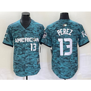 MLB Royals 13 Salvador Perez Teal 2023 All-Star Nike Cool Base Men Jersey