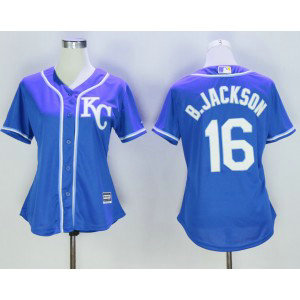 MLB Royals 16 Bo.Jackson Blue New Cool Base Women Jersey