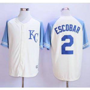 MLB Royals 2 Alcides Escobar Cream Exclusive Vintage Men Jersey MLB Royals 2 Alcides Escobar Cream Exclusive Vintage Men Jersey