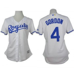 MLB Royals 4 Alex Gordon White Home Women Jersey