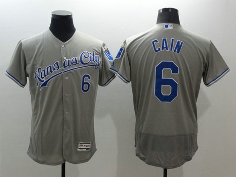 MLB Royals 6 Lorenzo Cain Grey Flexbase Jersey MLB Royals 6 Lorenzo Cain Grey Flexbase Jersey