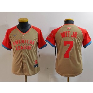 MLB Royals 7 Bobby Witt Cream 2024 All-Star Nike Cool Base Youth Jersey