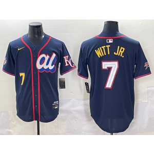 MLB Royals 7 Bobby Witt Jr. Navy American League 2025 All Star Nike Cool Base Men Jersey