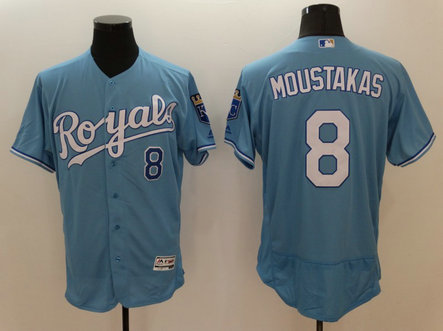 MLB Royals 8 Mike Moustakas Light Blue Flexbase Jersey MLB Royals 8 Mike Moustakas Light Blue Flexbase Jersey