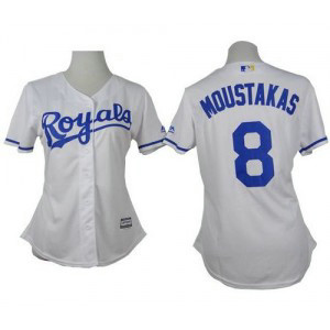 MLB Royals 8 Mike Moustakas White Home Women Jersey