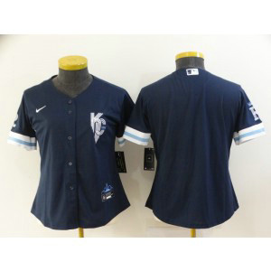 MLB Royals Blank 2022 Navy City Connect Nike Cool Base Women Jersey
