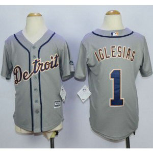 MLB Tigers 1 Jose Iglesias Grey Cool Base Youth Jersey
