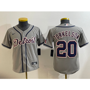 MLB Tigers 20 TORKELSON Grey Nike Cool Base Youth Jersey