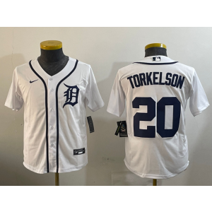 MLB Tigers 20 TORKELSON White Nike Cool Base Youth Jersey MLB Tigers 20 TORKELSON White Nike Cool Base Youth Jersey