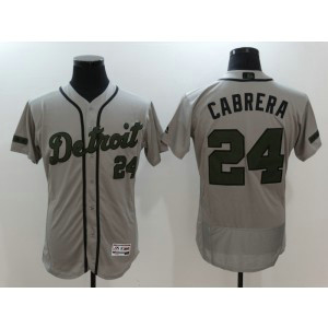 MLB Tigers 24 Miguel Cabrera Gray 2017 Memorial Day Flexbase Men Jersey